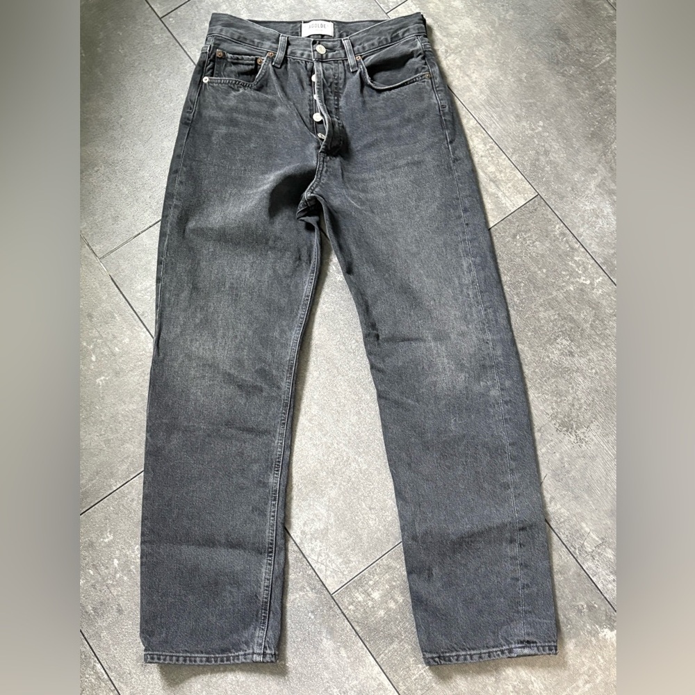 Agolde 24 90’s Black Wash Charcoal Straight Jeans